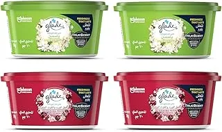 Glade Mini Gel Air Freshener Bundle, 2 x Jasmine & 2 x Peony and Cherry Scent, Multiple Usage Areas, Freshen Any Room, 4 x 70g