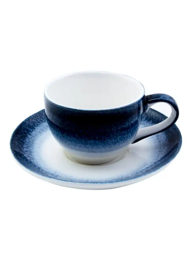 Shallow 2-Piece Cup And Saucer Set Blue 90ml