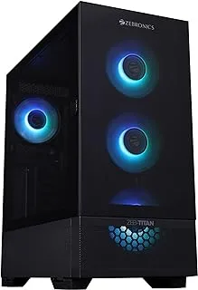 ZEBRONICS TITAN Full-Tower Premium Gaming Cabinet, ATX, 4 x ARGB Fan, LED Control Switch, Window Tempered Glass Panel, Type C, USB 3.0, 360mm Front/Top AIO Cooler support with Top & Bottom Dust Filter