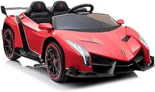 Dorsa 12V Battery Operated Lamborghini Veneno Ride on Sports for Kids, Ride on Kids Car with Music, Sound & Light| Electric Kids Ride on to Drive for 2 to 6 Years Boy Girl (Red)