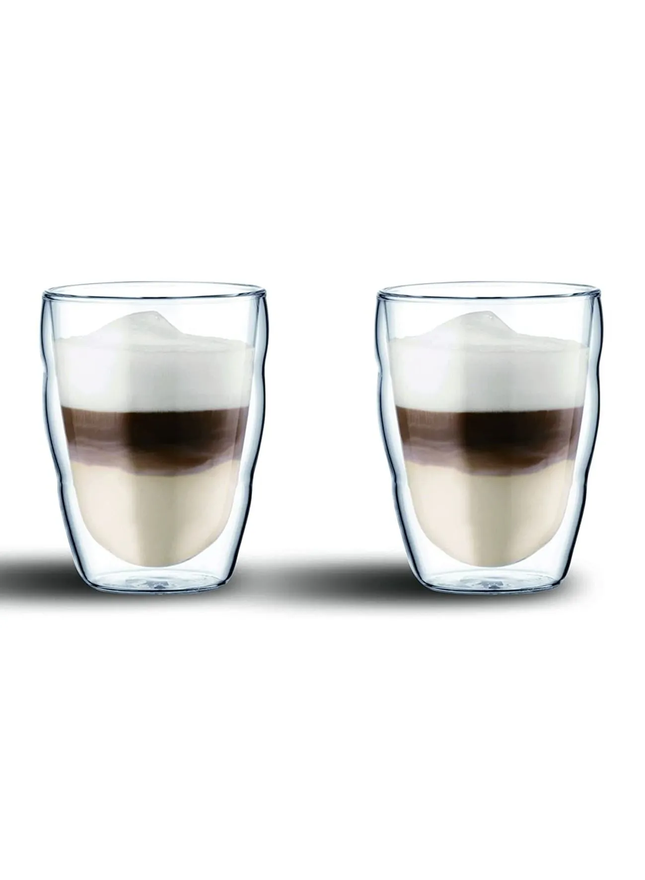 Cuisine Art Set of Two 250ml Double Walled Coffee Glass for Hot and Cold Drinks