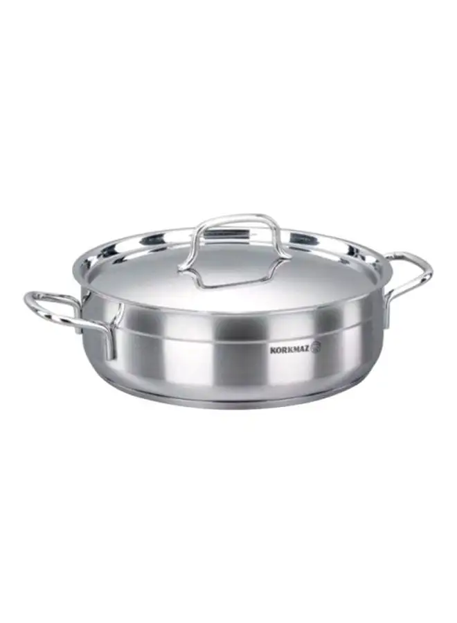 Korkmaz Alfa Low Casserole With Lid Silver