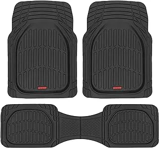 Motor Trend FlexTough Floor Mats for Cars, Black Deep Dish All-Weather Car Mats, Waterproof Trim-To Fit Automotive Floor Mats for Cars Trucks SUV, Universal Floor Liner Car Accessories