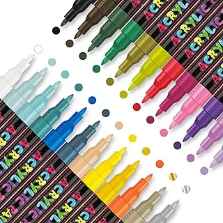 IVSUN 24 Colors Acrylic Paint Marker Pens, Premium Extra Fine Point Acrylic Paint Pens for Wood, Canvas, Stone, Rock Painting, Glass, Ceramic Surfaces, DIY Crafts Making Art Supplies