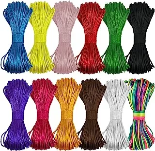 Colored Nylon String for Bracelet Making Jewelry Making Satin Nylon Cord 1.5mm 12 Bundles 252 Yards,1.5mm Satin Rattail Nylon Cord for Adults & Kids Friendship Bracelets Cord Craft String