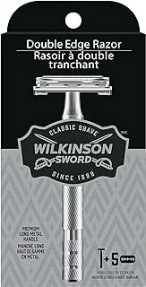 Wilkinson Sword Double Edge Razor for Men With 5 Double Edge Razor Blades Refills