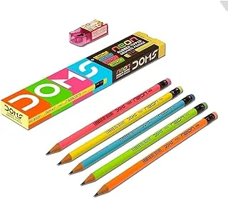 DOMS HB/2 Neon Round RT Pencils 12-Pieces