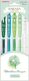 Zebra JJ15-WCL-5C Gel Ballpoint Pen, Sarasa Clip, 0.02 inches (0.5 mm), Flower Bouquet, White Close, Set of 5 Colors