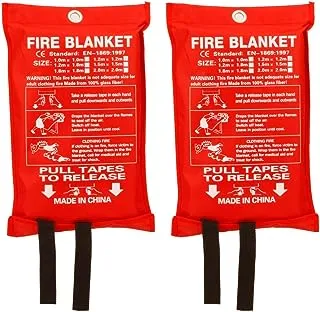 Aksipo Fire Blanket Fiberglass Fire Emergency Blanket Suppression Blanket Flame Retardant Blanket Emergency Survival Safety Cover for Kitchen Home House Car Office Warehouse, 2 Pack (47