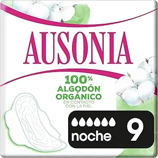 Ausonia Cotton Protection Night Size 3 Sanitary Towels With Wings, 9, Top Layer Of 100% Organic Cotton