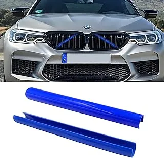 Jaronx Compatible with BMW Grill Inserts Trims for 1 2 3 4 5 6 7 Series, F20 F22 F30 F32 G30 G32 G11 G12, Compatible with BMW V Brace Wrap Covers Blue Grill Stripes Grille Inserts Stripes Wrap(Blue)