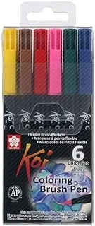 Koi Coloring Brush Pen, 6-Color Set