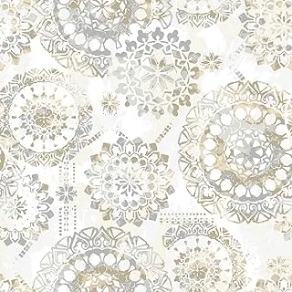 RoomMates Decor RoomMates RMK9122WP Tan and Gray Boho Medallion Peel and Stick Wallpaper, 20.5