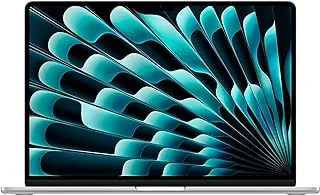 كمبيوتر محمول Apple 2023 MacBook Air مزود بشريحة M2: شاشة Liquid Retina مقاس 15.3 بوصة، وذاكرة وصول عشوائي (RAM) سعة 8 جيجابايت، وذاكرة تخزين داخلية (SSD) سعة 256 جيجابايت، ومستشعر Touch ID. يعمل مع آيفون/آي باد؛ فضة؛ عربي انجليزي