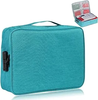 KEJIH Oxford Document Bag with Safe Code Lock and 2 Separator (Lake Blue)