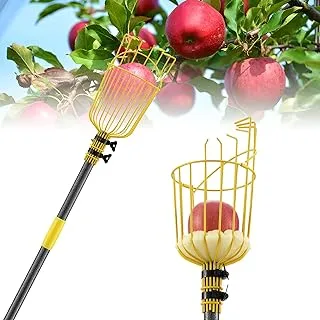 Fruit Picker, Long Handle Heavy Duty Fruit Picker Tool with Fruit Basket, Adjustable Splicing Extension Fruit Picker Pole Fruit Picking Grabber…