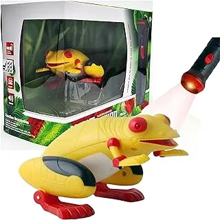 Fitto Laser Remote Control Frog Toy - Life Like with Jumping, Sound and Light, Yellow