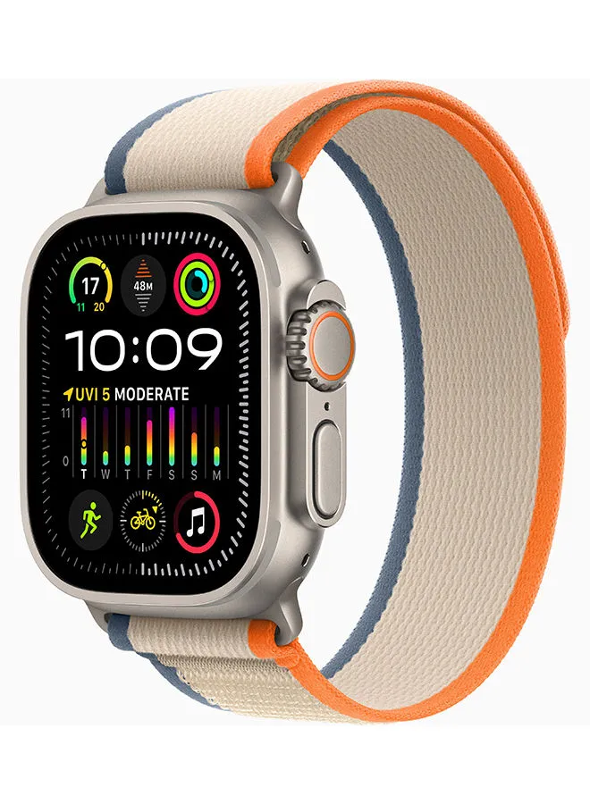 Apple Watch Ultra 2 GPS + Cellular, 49mm Titanium Case With M/L (Band fits 145–220mm wrists.) Orange/Beige Trail Loop