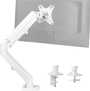 VIVO Articulating Single 17 to 27 inch Pneumatic Spring Arm Clamp-on Desk Mount Stand, Fits 1 Monitor Screen with Max VESA 100x100, White, STAND-V101WO