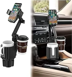 Pletmin Car Cup Holder Phone Mount: Universal Auto Cell Phone Stand with Drink Expand Cup Holder for SUV | Automobile |Compatible with iPhone & Samsung and Other Android Smartphone-Black