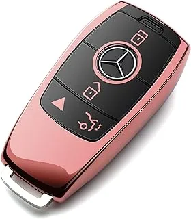 ZSPDACC Compatible with Mercedes Benz Key Fob Cover Pink car key chain case Protector Holder E300 E350 E400 E450 A220 CLA250 C300 GLA250 GLB250 GLC300 GLE350 GLE450 GLE580 G550 C43 E53 E63 Accessories