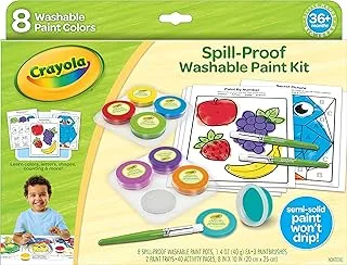 Crayola Spill Proof Paint Set, 8 Count Washable Paint for Kids, Ages 3+