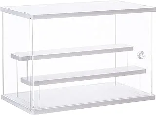 CECOLIC Acrylic Display Case Clear Display Storage Box Countertop Cube for Collectibles, Action Figures, Miniature Figurines Dustproof Protection Storage & Organizing (White, 12.4x7x8.6in)