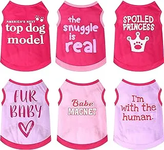 6 Pack Dog Shirt Puppy Clothes for Chihuahua Dog T Shirt Girl Dog Clothes Breathable Dog Outfit Dog Costume Summer Cat and Dog Clothes Dachshund Puppy Accessories Printed Dog Shirts, 6 Style (Small)