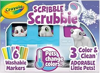 CRAYOLA Scribble Scrubbie Pets Arctic Snow Explorer, Color & Wash Creative Toy, Gift for Kids, Blue,white Age 3, 4, 5, 6 747479