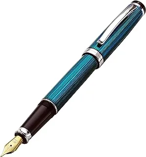 Xezo Incognito Fountain Pen, Fine Nib. Deep Blue Lacquer with Pure Platinum Plating. Handcrafted, Limited Edition, Serialized