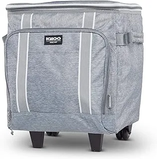 Igloo 40 Can Large Portable Insulated Soft Cooler with Rolling Wheels, Gray