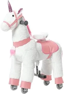 Mechanical Walking Unicorn Ride on Horse Toy with Wheels Giddy-Up Moving Horse Action Pony Riding on Toy Unicorn Small