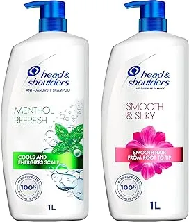 Head & Shoulders Menthol Refresh + Smooth & Silky - Anti-Dandruff Shampoo - 1 L