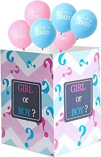 MEYSIMOON Gender Reveal Balloon Box with 6pcs Latex balloons Funny Idea for Boy Girl Gender Reveal Party Decorations Supplies (Boy or Girl)