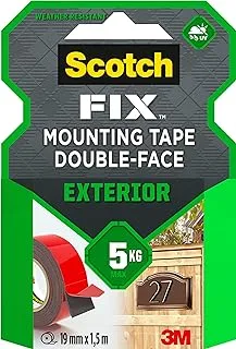 Scotch Mount Exterior Tape 19mm x 1.5m, 1 roll/pack | Holds up 1kg. per 30cm | Gray color | Good Strength | Multiple Applications | Multi-Surface | Easy to use | No Tools | Double Sided Adhesive Tape