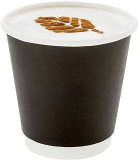 Restaurantware 8 Ounce Paper Coffee Cups, 25 Double Wall Disposable Paper Cups - Leakproof, Recyclable, Black Paper Hot Cups, Insulated, Matching Lids Sold Separately -