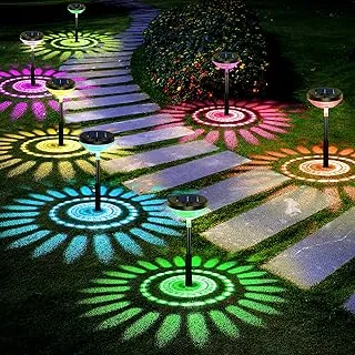 Bright Solar Pathway Lights 6 Pack,Color Changing+Warm White LED Solar Lights Outdoor,IP67 Waterproof Solar Path Lights,Solar Powered Garden Lights for Walkway Yard Backyard Lawn Landscape Decorative