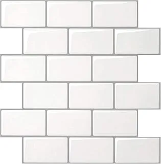 Art3d Subway Tiles Peel and Stick Backsplash Warm White, Stick on Tiles Kitchen Backsplash (10 Tiles, Thicker Version)