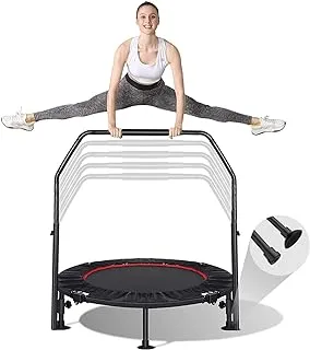 Foldable Fitness Trampoline, Indoor Mini Trampoline with Non-Slip Suction Cups, Silent Rebounder Professional Fitness Device, Max Load 150kg, Diameter 102cm for Adults Kids Home Outdoor Exercise