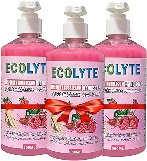 Ecolyte+ Skincare Handwash Liquid Soap for Effective Germ Protection & Personal Hygiene, Protects Against 100 Illness Causing Germs, (Raspberry Bubblegum, Pack of 3)