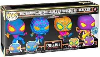 Funko Pop! Marvel: Miles Morales 4pk (BLKLT)(Exc) Collectable Vinyl Figure - Gift Idea - Official Merchandise - Toys for Kids & Adults - Model Figure for Collectors and Display