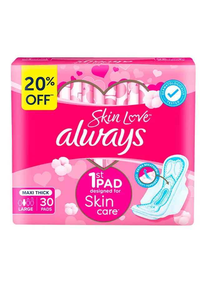 Always Skin Love Pads Pink 30 Large Thick Napkin