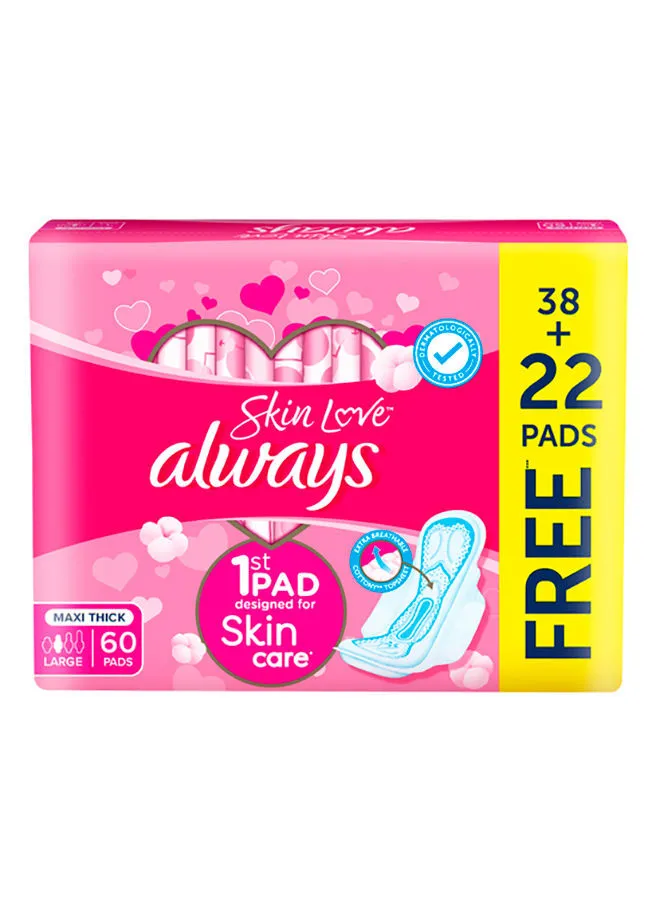 Always Skin Love Pads Pink 60 Large Thick Napkin