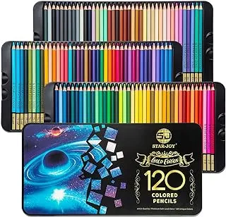 SJ STAR-JOY Gold Edition 120 Colored Pencils for Adult Coloring with Sharpener, Premier Color Pencils for Layering Shading Blending, Holiday Gifts for Artist Drawing, Oil Based Colored Pencils