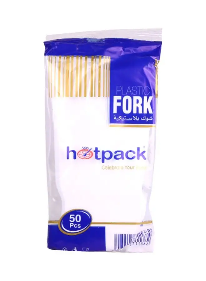 Hotpack 50-Piece Plastic Fork Set White