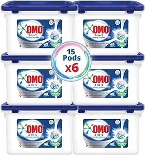 OMO 3-in-1 Laundry Capsules, Eucalyptus, 15 pcs, Pack of 6