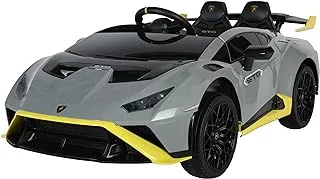 Dorsa 12V بطارية تعمل ببطارية Lamborghini Huracan STO للركوب الرياضية للأطفال، ركوب سيارة الأطفال مع الموسيقى والصوت والضوء | سيارة كهربائية للأطفال للقيادة من عمر 2 إلى 6 سنوات (رمادي رصاصي)