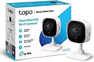 TP-Link Tapo Mini Smart Security Camera ، CCTV داخلي ، يعمل مع Alexa و Google Home ، لا يوجد محور ، 1080 بكسل ، صوت ثنائي الاتجاه ، رؤية ليلية ، تخزين SD ، مشاركة الجهاز (Tapo C100)
