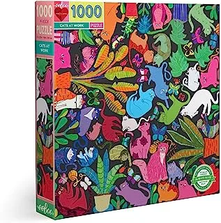 eeBoo: Piece and Love Cats at Work 1000-piece Square Adult Jigsaw Puzzle, Jigsaw Puzzle for Adults and Families, Includes Glossy, Sturdy Pieces and Minimal Puzzle Dust