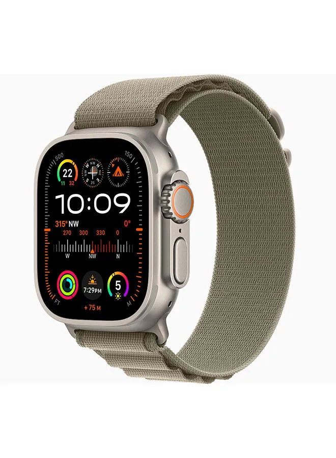 Apple Watch Ultra 2 GPS + Cellular, 49mm Titanium Case With Medium (Band fits 145–190mm wrists.) Olive Alpine Loop